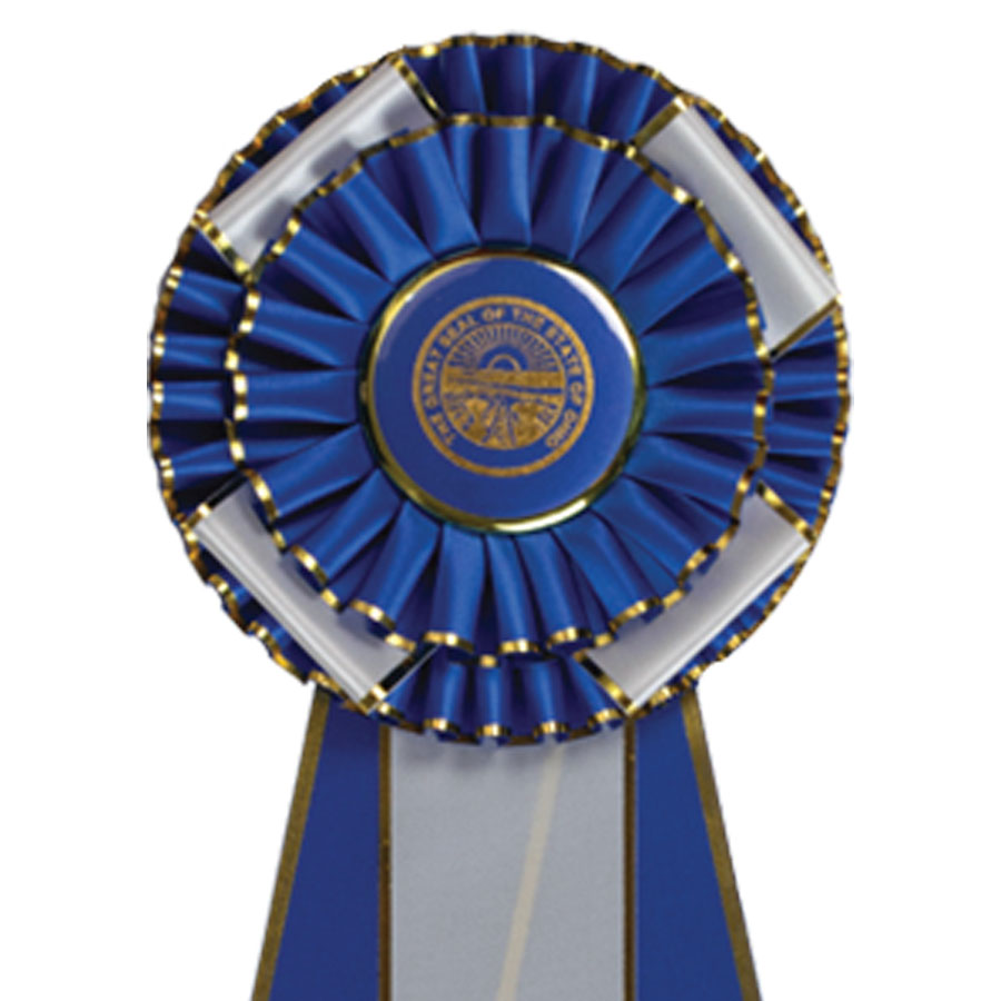#1816 - 5½" Rosette w/Three Streamers featuring Gold Edge