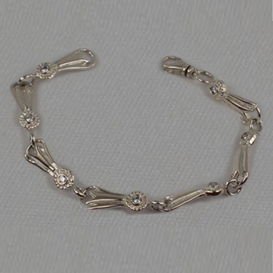 #3013 - Rosette Bracelet Silver w/CZ (Multiple)