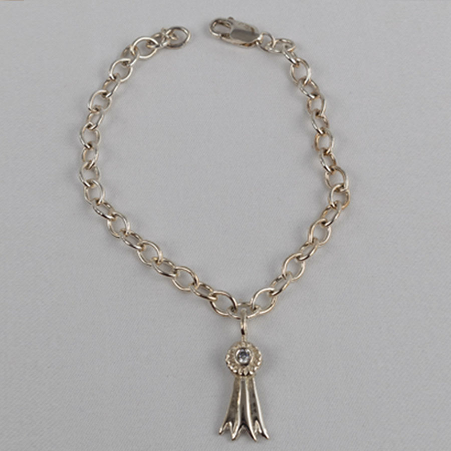 #3014 - Chain Bracelet Silver w/CZ (Single Charm)