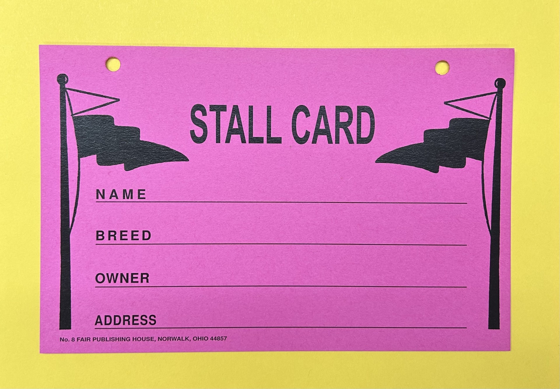 #8 - Stall Cards 8½ x 5¼"