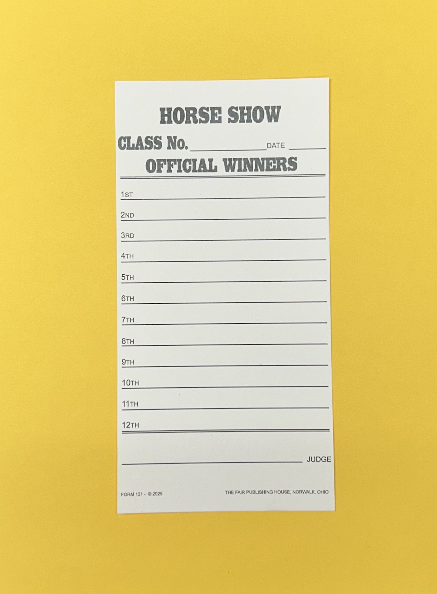 #121 - Horse Show Judge’s Score Card