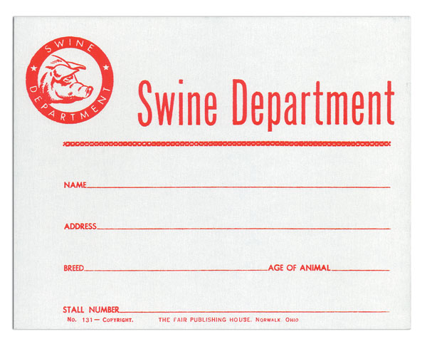 #131 - Swine Dept. Stall Cards