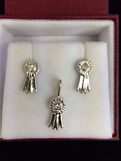 #3000 - Sterling Silver Rosette Earrings w/Cubic Zirconia 1/4" long